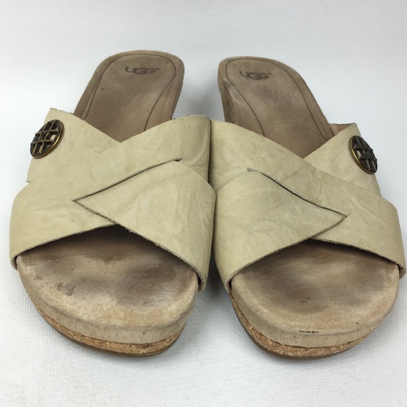 UGG Cork Wedge Leather Sandals - Picture 3 of 8